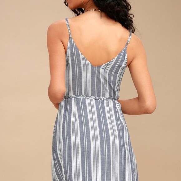 Ponte Marie Blue & White Stripe Wrap Dress EUC - Picture 2 of 8